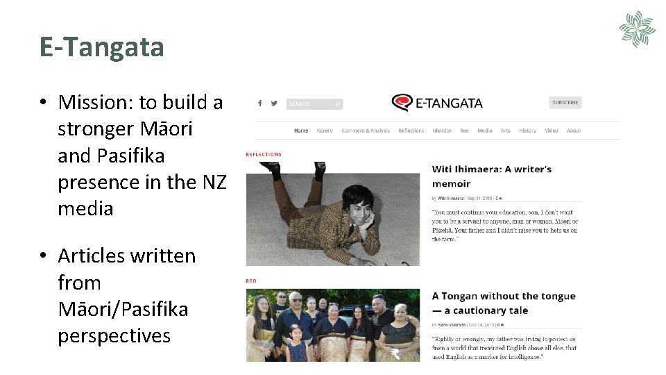 E-Tangata • Mission: to build a stronger Māori and Pasifika presence in the NZ
