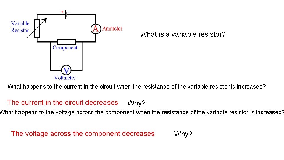 What is a variable resistor? What happens to the current in the circuit when