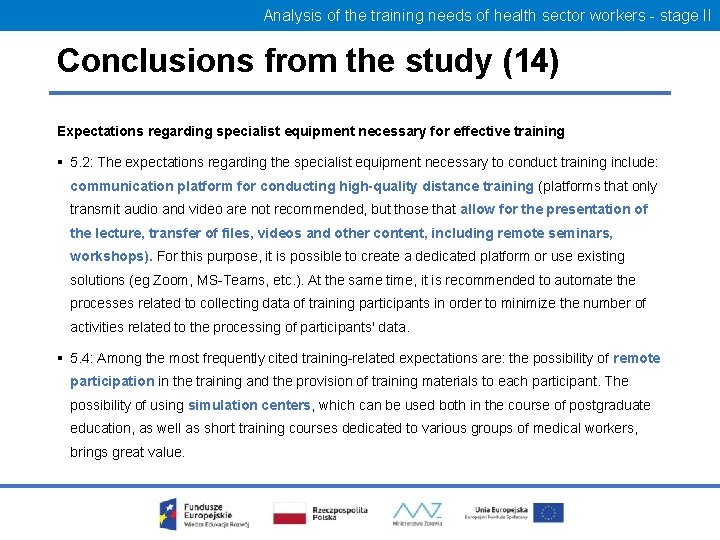 Analysis of the training needs of health sector workers - stage II Conclusions from