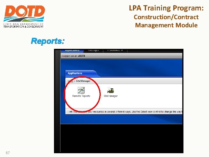 LPA Training Program: Construction/Contract Management Module Reports: 67 