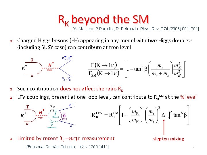 RK beyond the SM [A. Masiero, P. Paradisi, R. Petronzio Phys. Rev. D 74