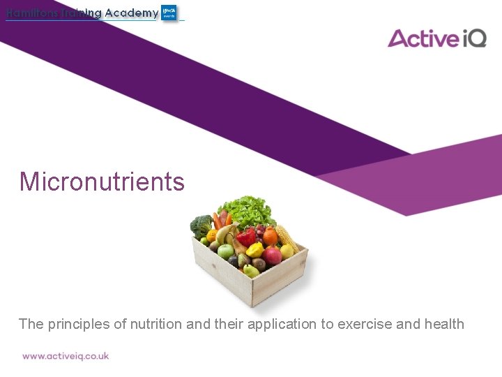 Micronutrients The principles of nutrition and their application to exercise and health 
