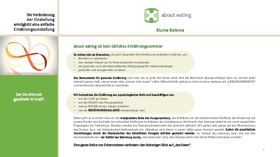 Die Veränderung der Einstellung ermöglicht eine einfache Ernährungsumstellung Blume Balance about eating ist kein