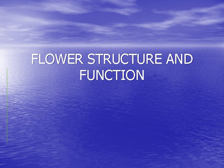 FLOWER STRUCTURE AND FUNCTION 