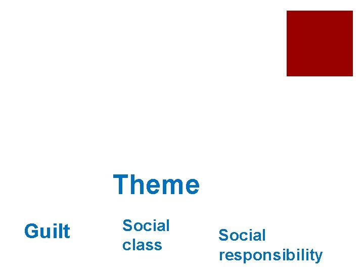 Theme Guilt Social class Social responsibility 