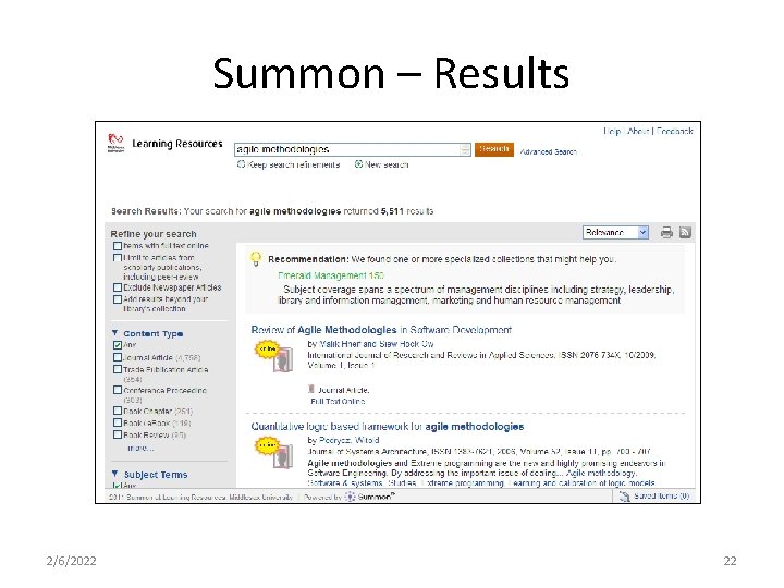 Summon – Results 2/6/2022 22 