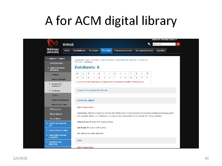 A for ACM digital library 2/6/2022 40 