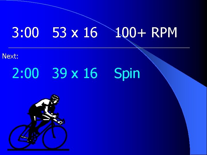 3: 00 53 x 16 100+ RPM Next: 2: 00 39 x 16 Spin