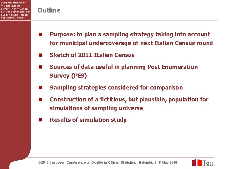 Sampling strategy for the dual-system correction of the undercoverage in the Register Supported 2011