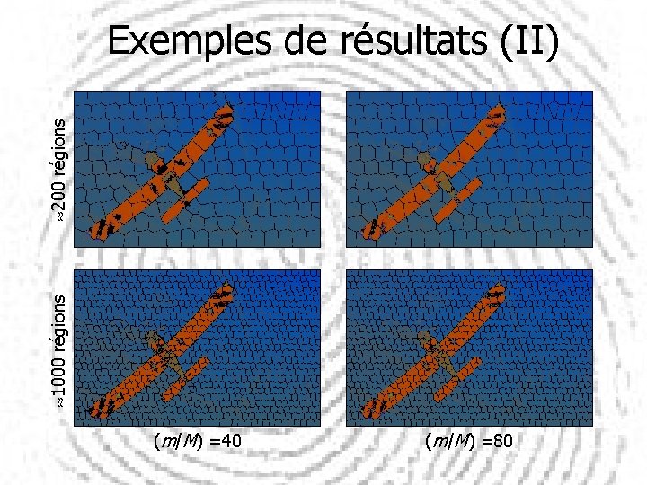  1000 régions 200 régions Exemples de résultats (II) (m/M) =40 (m/M) =80 