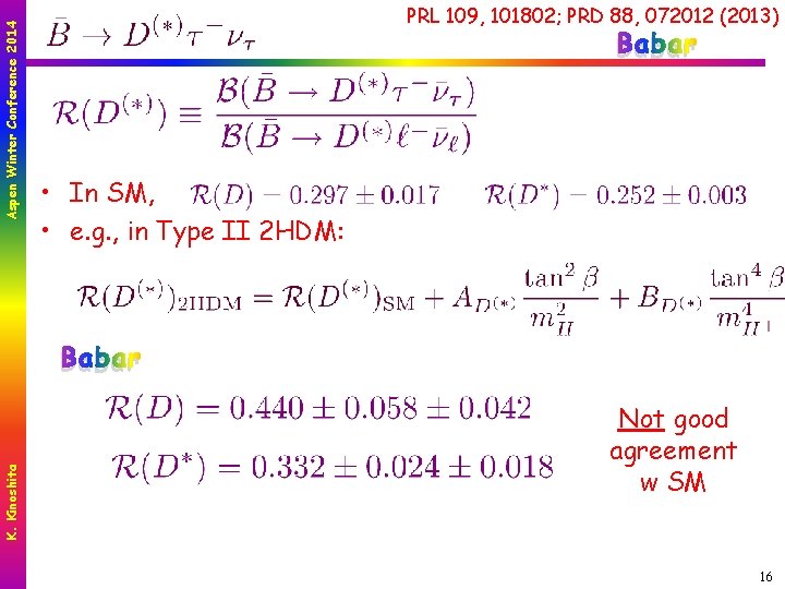 Aspen Winter Conference 2014 B -> D* tau nu PRL 109, 101802; PRD 88,