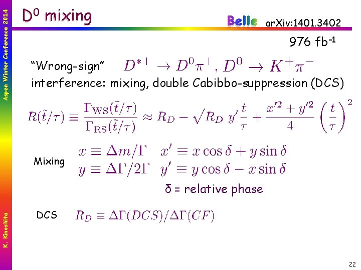 Aspen Winter Conference 2014 D 0 mixing Belle ar. Xiv: 1401. 3402 976 fb–