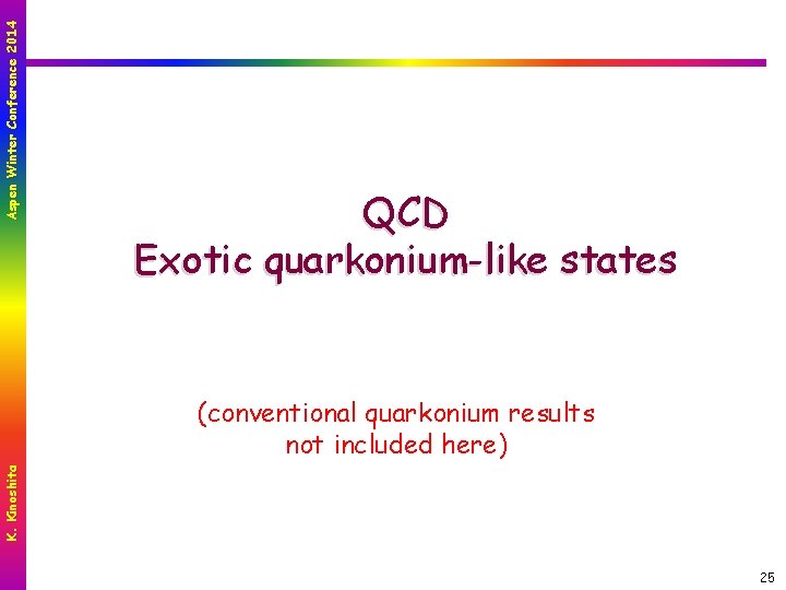 Aspen Winter Conference 2014 QCD Exotic quarkonium-like states K. Kinoshita (conventional quarkonium results not