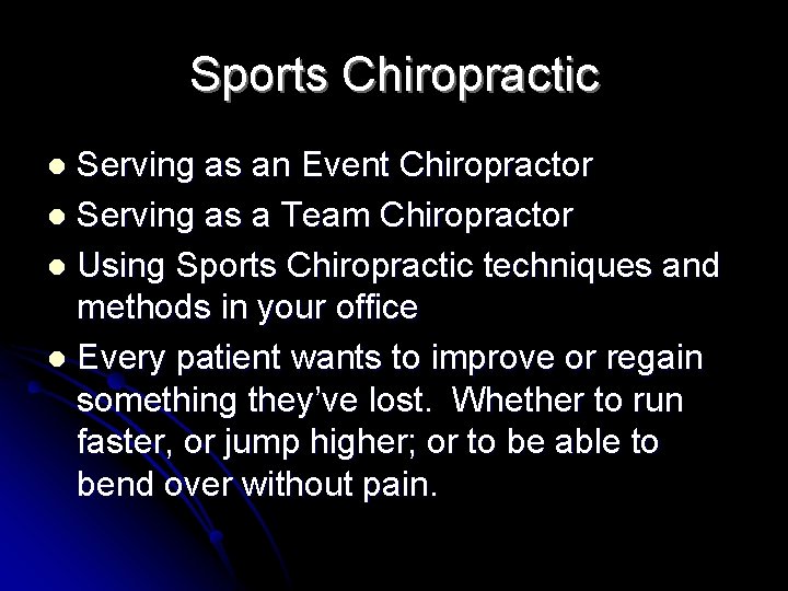 Sports Chiropractic Serving as an Event Chiropractor l Serving as a Team Chiropractor l