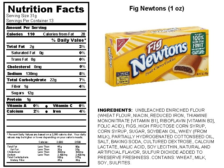 Nutrition Facts Fig Newtons (1 oz) Serving Size 31 g Servings Per Container 13