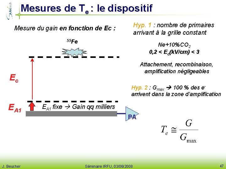 Mesures de Te : le dispositif Hyp. 1 : nombre de primaires arrivant à