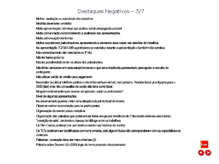 Destaques Negativos – 5/7 Sair 