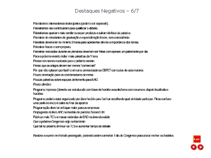 Destaques Negativos – 6/7 Sair 