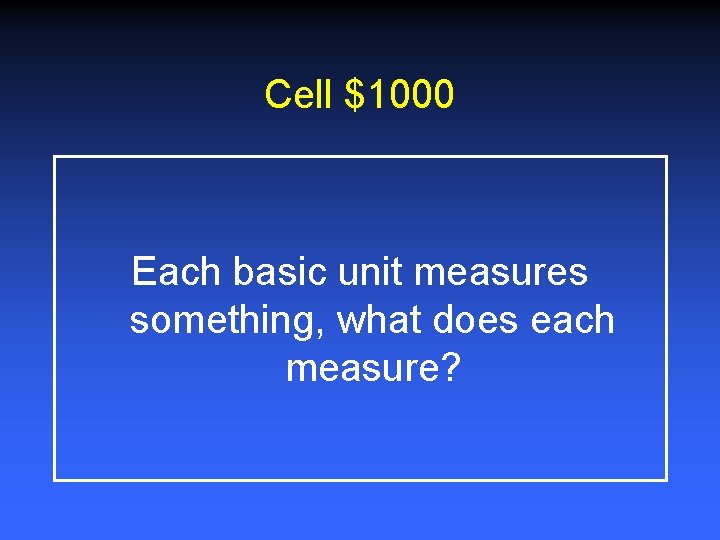 Cell $1000 Each basic unit measures something, what does each measure? 