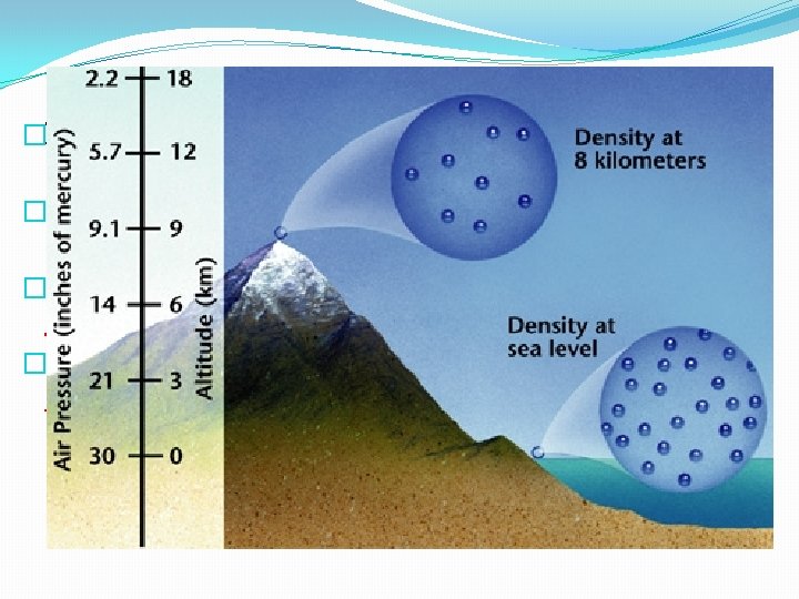 Altitude Also Affects Density �If you were near the top of a mountain and