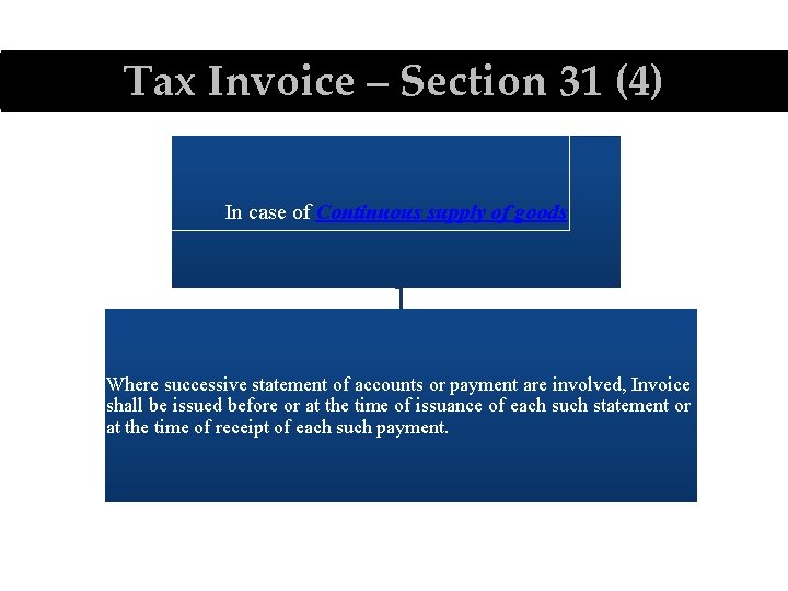 Tax Invoice – Section 31 (4) In case of Continuous supply of goods Where