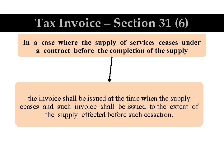 Tax Invoice – Section 31 (6) In a case where the supply of services