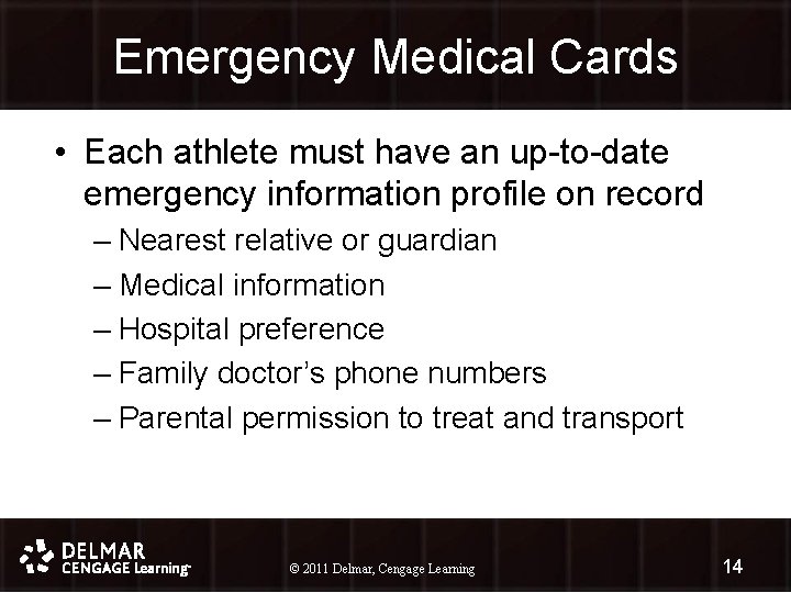 Emergency Medical Cards • Each athlete must have an up-to-date emergency information profile on