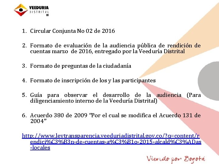 1. Circular Conjunta No 02 de 2016 2. Formato de evaluación de la audiencia