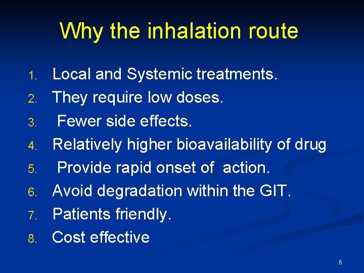 Systemic Inhalation Route Pulmonary Drug Delivery Dr Majid R Feddah 1