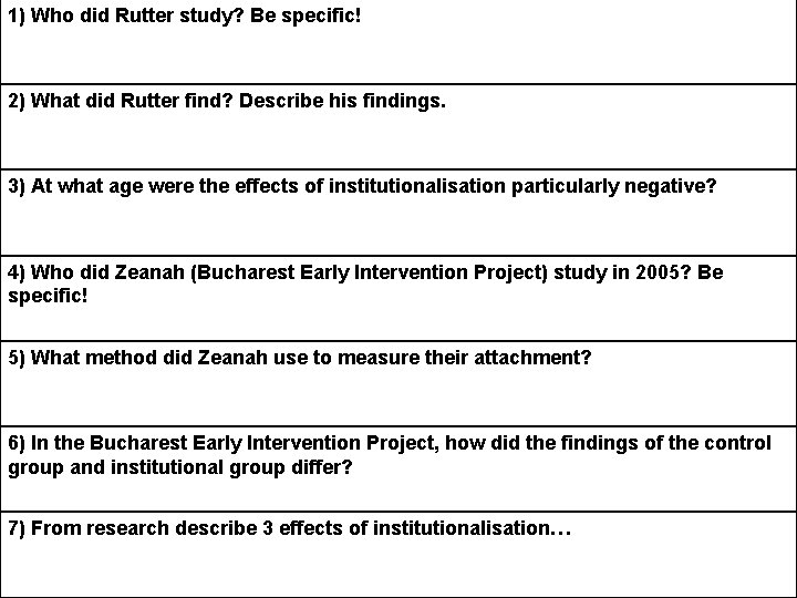 1) Who did Rutter study? Be specific! 2) What did Rutter find? Describe his