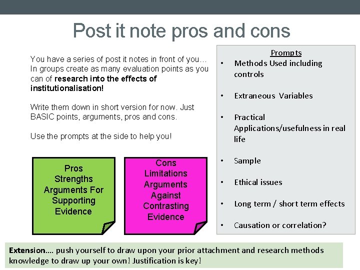 Post it note pros and cons You have a series of post it notes