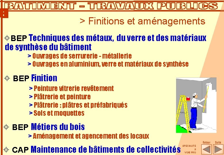 > Finitions et aménagements ±BEP Techniques des métaux, du verre et des matériaux de