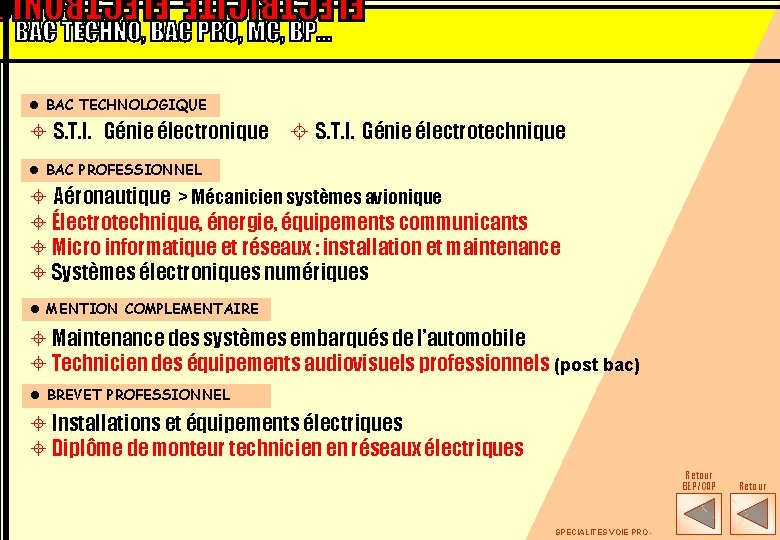 l BAC TECHNOLOGIQUE ± S. T. I. Génie électronique ± S. T. I. Génie