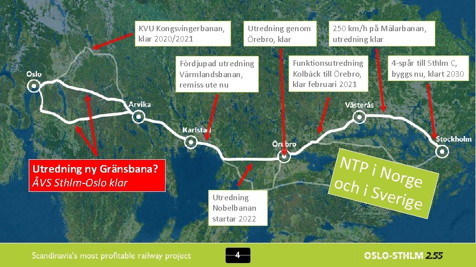 KVU Kongsvingerbanan, klar 2020/2021 Utredning genom Örebro, klar Fördjupad utredning Värmlandsbanan, remiss ute nu