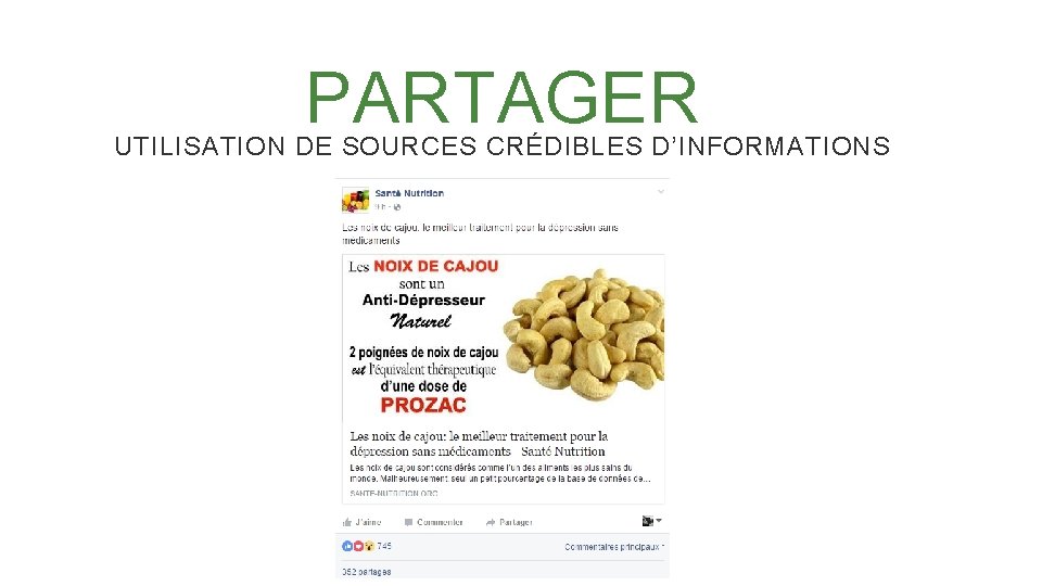 PARTAGER UTILISATION DE SOURCES CRÉDIBLES D’INFORMATIONS 