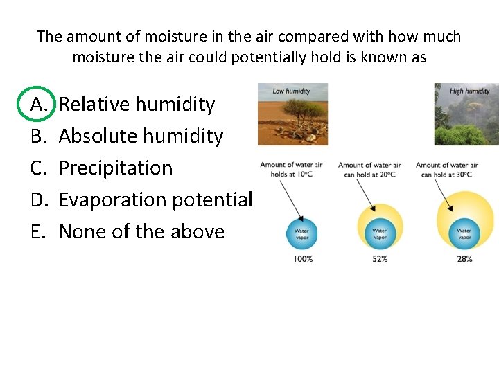The amount of moisture in the air compared with how much moisture the air