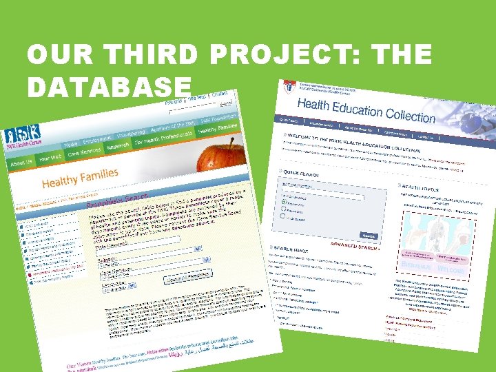 OUR THIRD PROJECT: THE DATABASE 