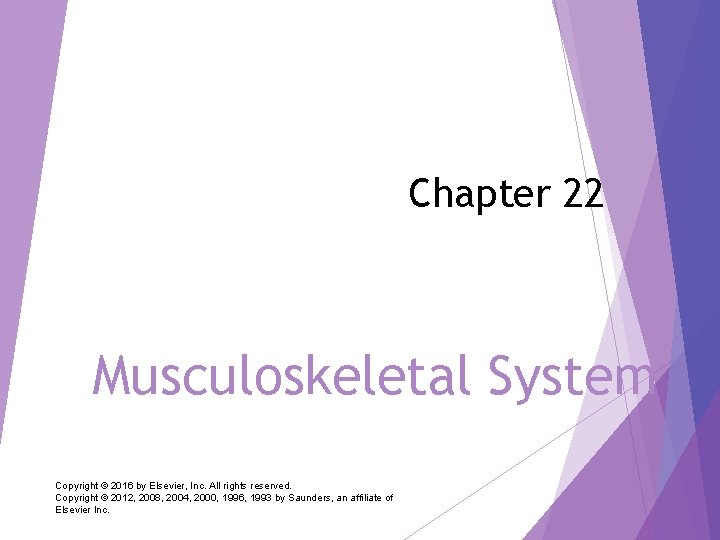 Chapter 22 Musculoskeletal System Copyright © 2016 by Elsevier, Inc. All rights reserved. Copyright