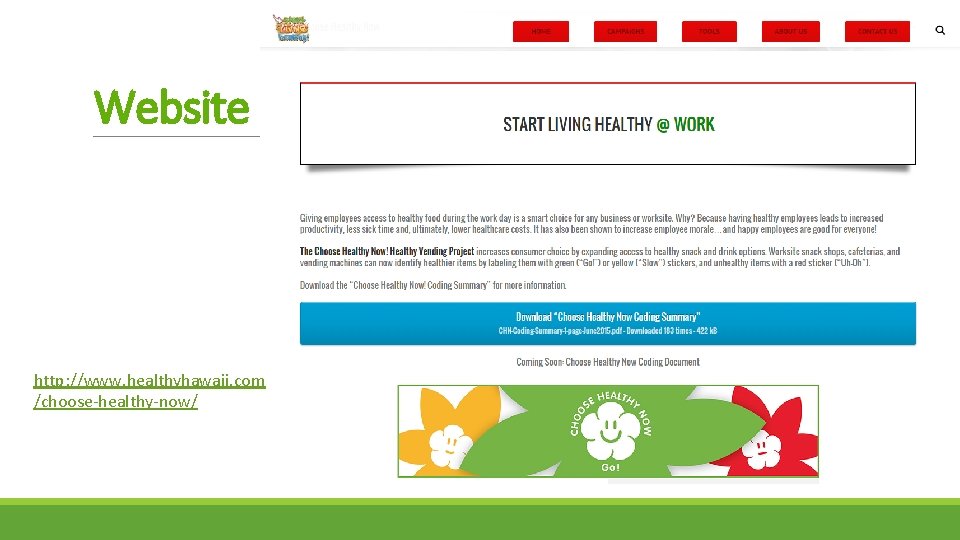 Website http: //www. healthyhawaii. com /choose-healthy-now/ 