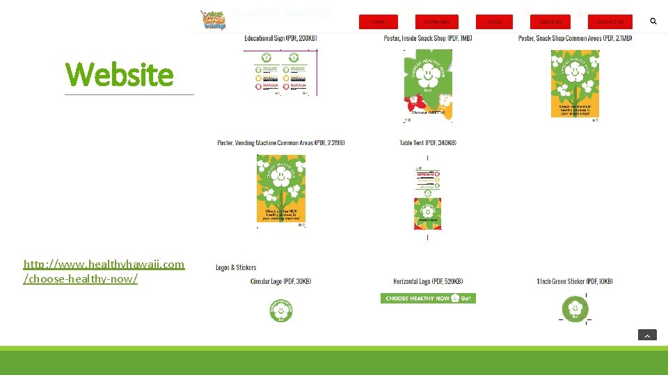 Website http: //www. healthyhawaii. com /choose-healthy-now/ 