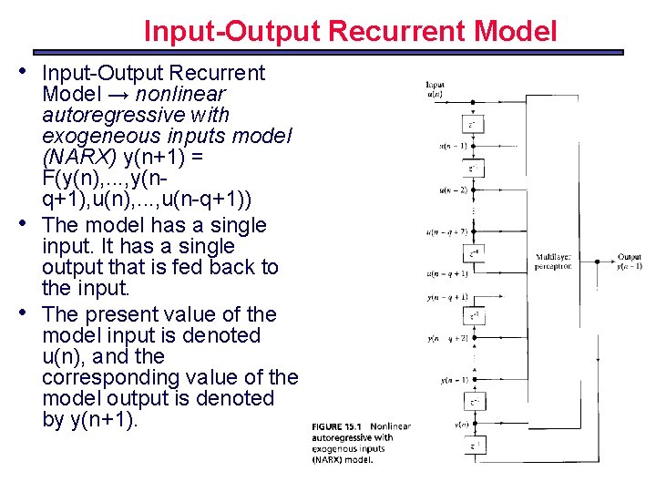 Input-Output Recurrent Model • • • Input-Output Recurrent Model → nonlinear autoregressive with exogeneous