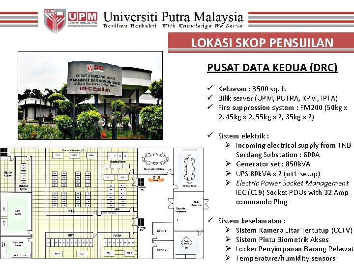 LOKASI SKOP PENSIJILAN PUSAT DATA KEDUA (DRC) ü Keluasan : 3500 sq. ft ü