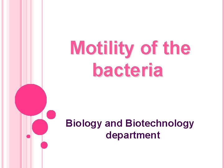 Motility of the bacteria Biology and Biotechnology department 
