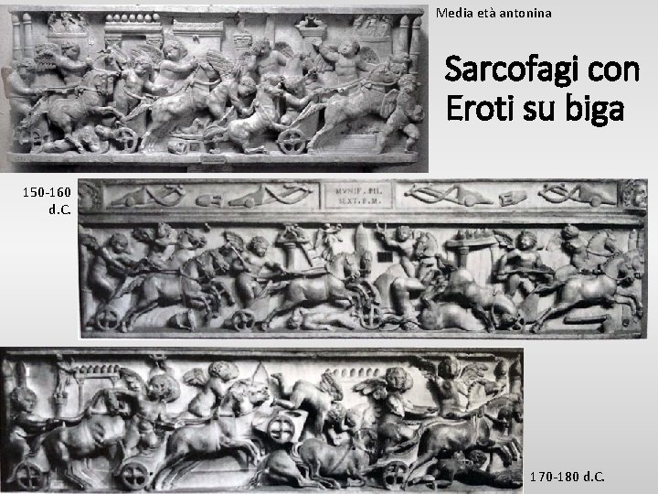 Media età antonina Sarcofagi con Eroti su biga 150 -160 d. C. 170 -180