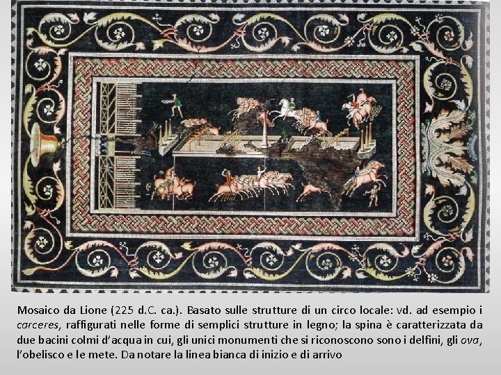 Mosaico da Lione (225 d. C. ca. ). Basato sulle strutture di un circo