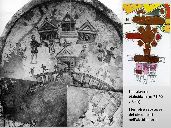 N La palestra biabsidata (m 21. 50 x 5. 40) I templi e i