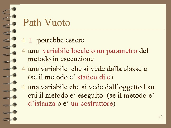 Path Vuoto 4 I potrebbe essere 4 una variabile locale o un parametro del