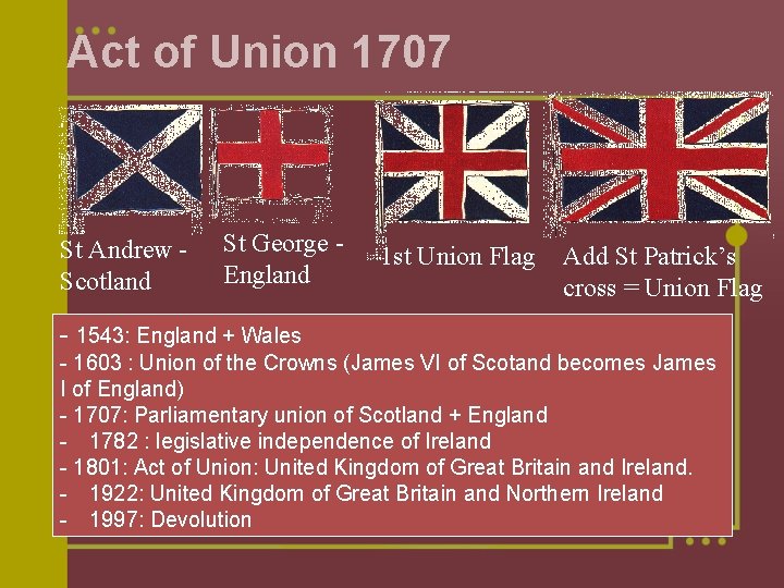 Act of Union 1707 St Andrew Scotland St George England 1 st Union Flag