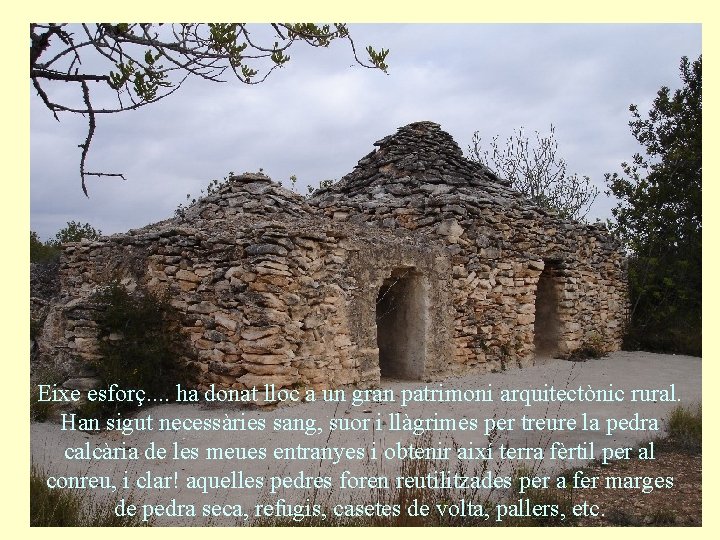 Eixe esforç. . ha donat lloc a un gran patrimoni arquitectònic rural. Han sigut