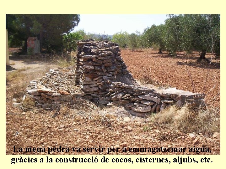 La meua pedra va servir per a emmagatzemar aigua, gràcies a la construcció de